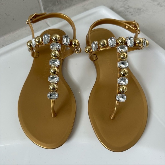 Stuart Weitzman Goldie Crystal Jelly Sandal Size 4 - Picture 1 of 12